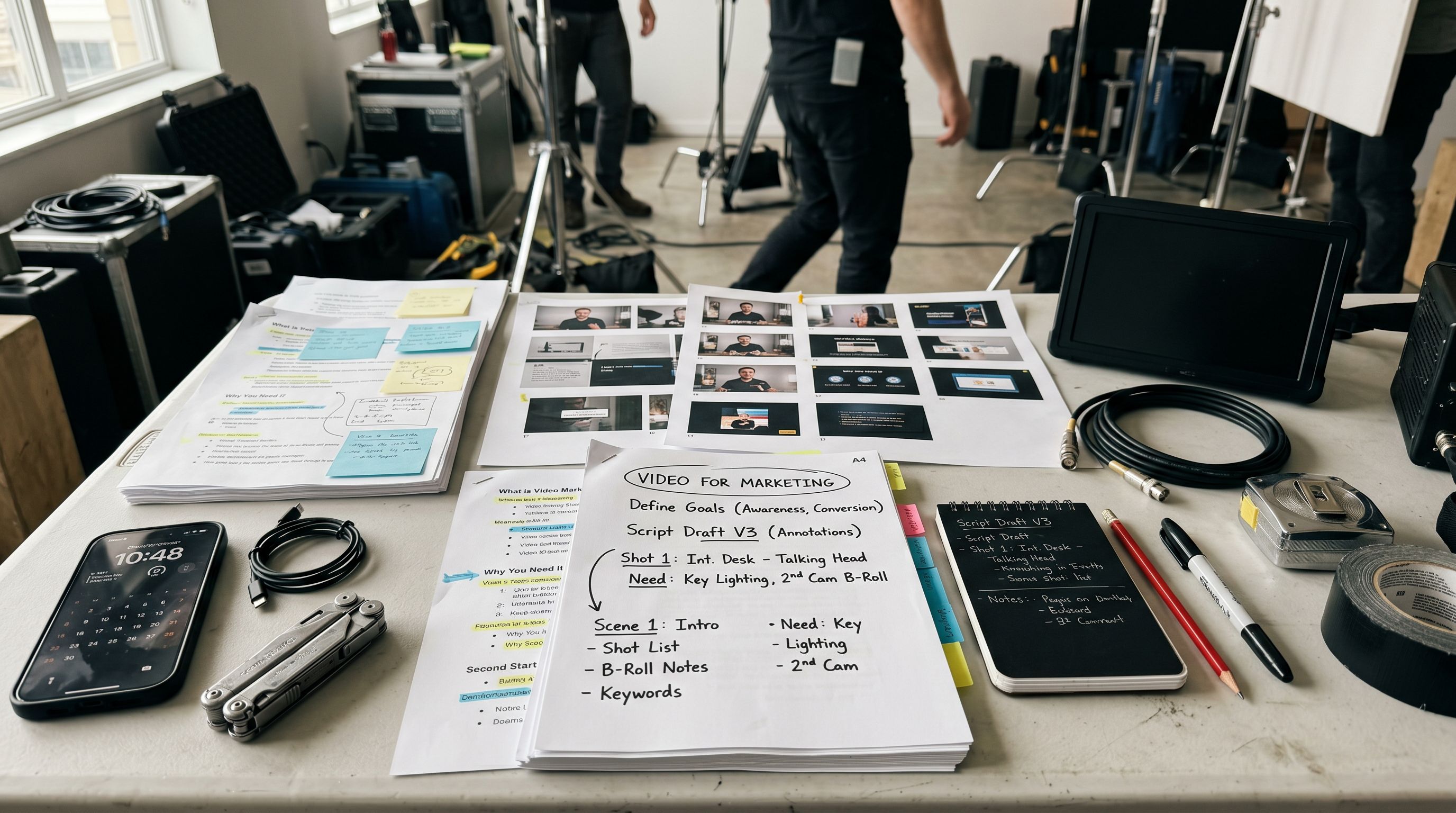 a set of screens of different sizes (phone, tablet, monitor) with examples of video content: advertising video, animation, live broadcast, training video
